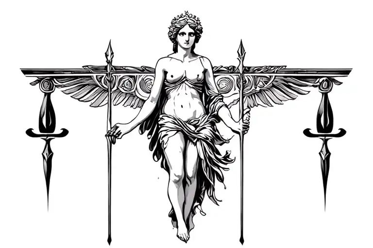 themis con arco y flecha tattoo design idea