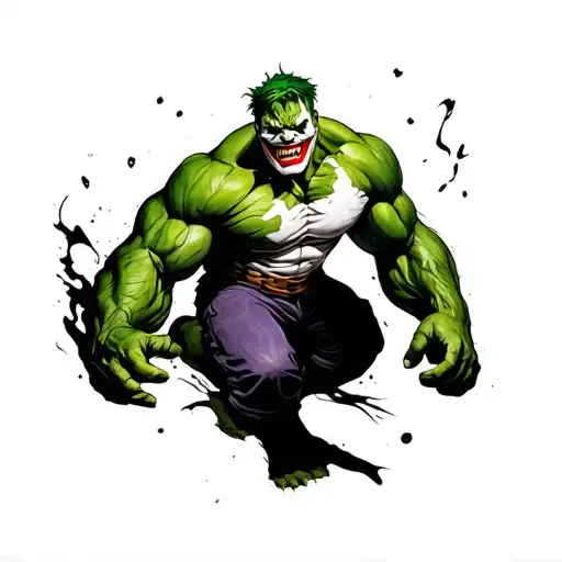 green hulk joker tattoo design idea