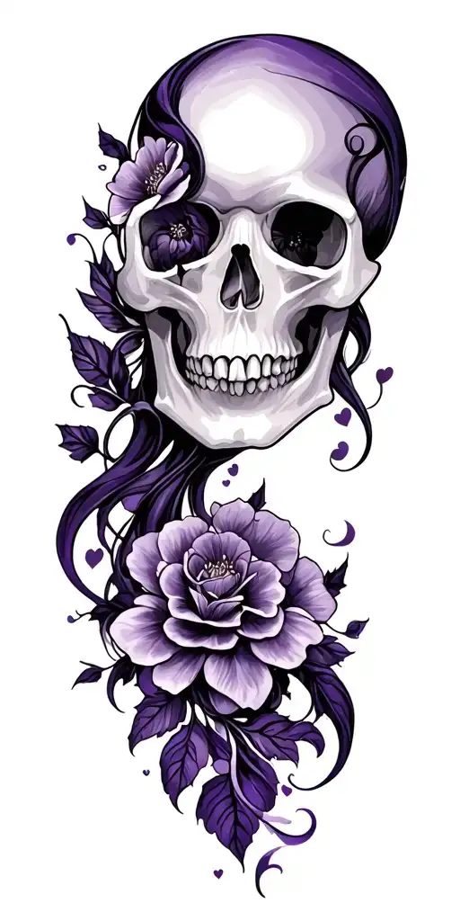 wedding, black, dark purple, skulls, love tattoo design idea