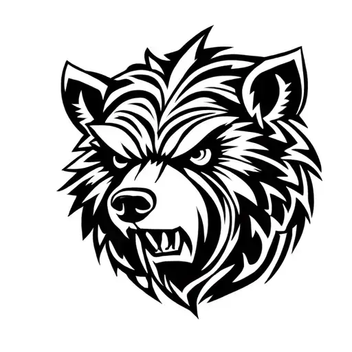 nordic bear angry face tattoo design idea