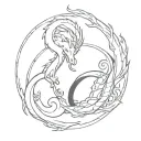 I want an inifnity dragon ouroboros tattoo with the Om and Yin Yang incorporated in a mystical way tattoo design idea