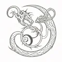 I want an inifnity dragon ouroboros tattoo with the Om and Yin Yang incorporated in a mystical way tattoo design idea