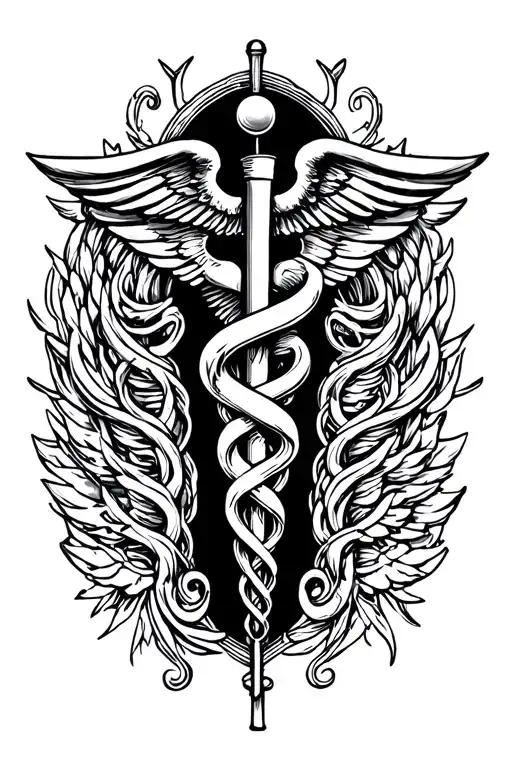 Caduceus, sculpy cane tattoo design idea