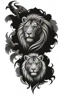 christian cross with the animals lion, tiger and eagle tattoo design idea