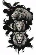 christian cross with the animals lion, tiger and eagle tattoo design idea