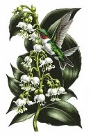 Lily of the valley and hummingbird tattoo design idea