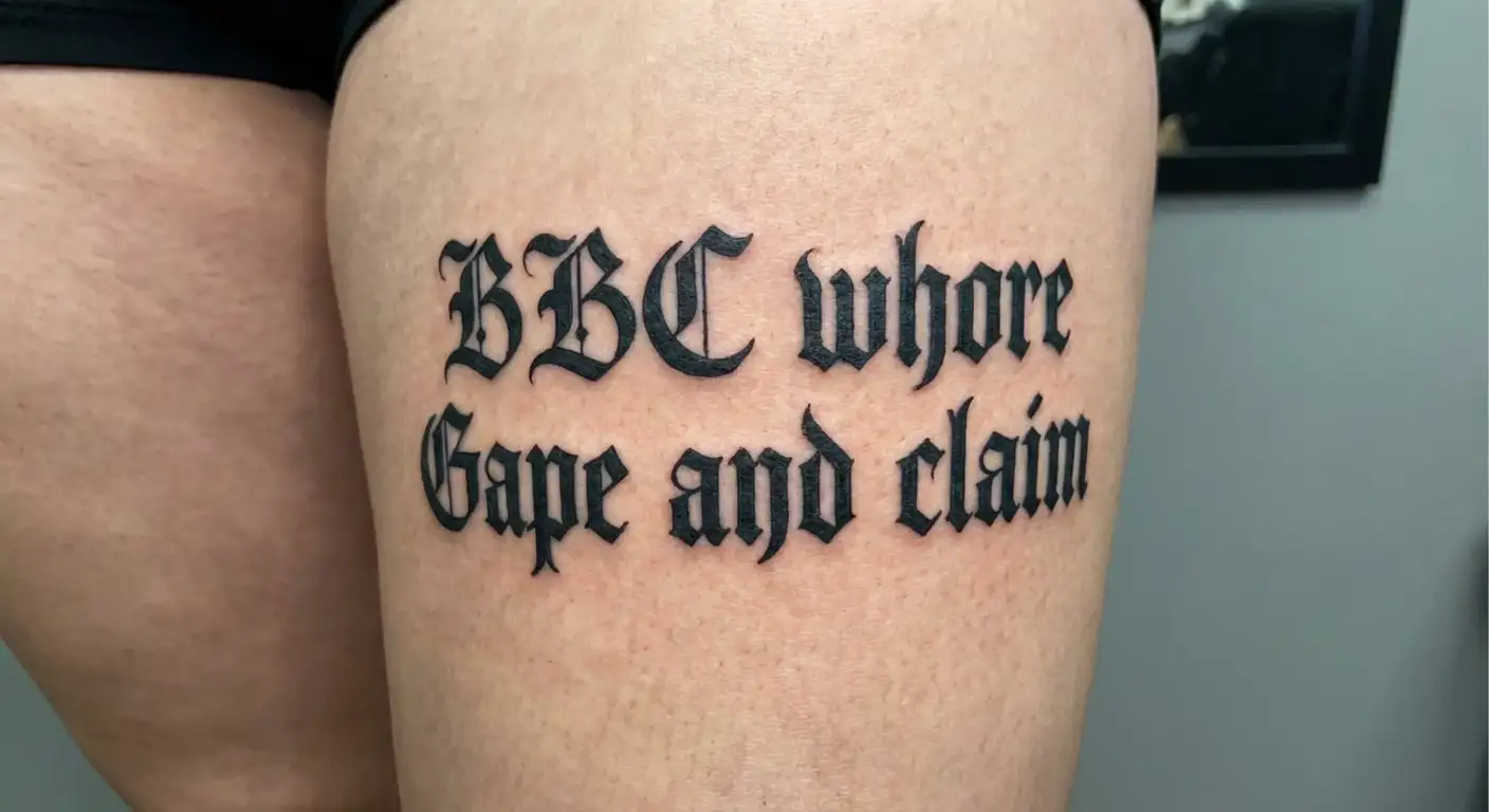 "BBC whore
Gape and claim " "BBC whoreGape and claim " tattoo design idea