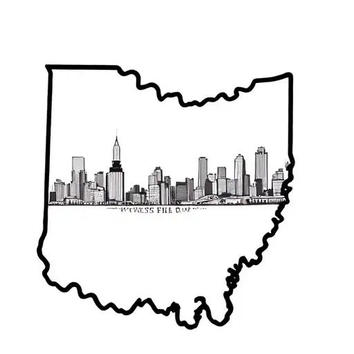 ohio state outline with Austin city skyline symbolizing tattoo design idea