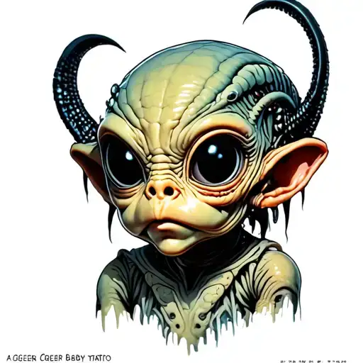 Giger Alien Creepy Baby tattoo design idea
