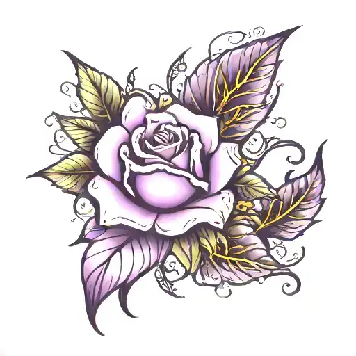 The name Kimly combined with a purple rose tattoo design idea