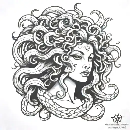 medusa black and white  tattoo design idea