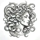 medusa black and white  tattoo design idea