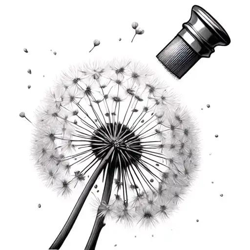 salt shaker but instead of salt, small dandelion flowers come out of it almost as if grains tattoo design idea