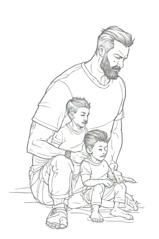father and son matching tattoos inspired tattoo design idea