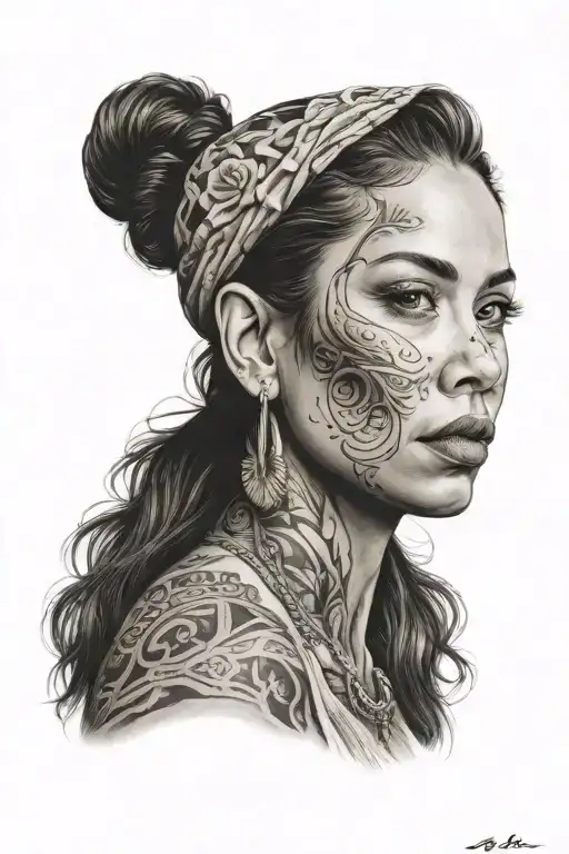 chicana woman face tattoo design idea