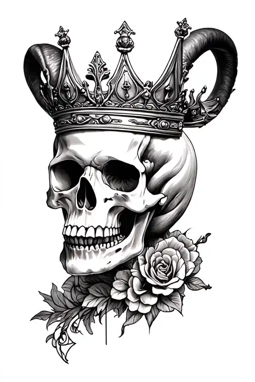 Crown aries skull tattoo design idea