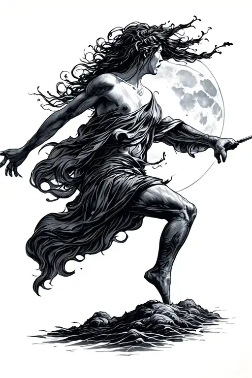 "Balearink" Tatuar needle cartridge dancing under the moon tattoo design idea