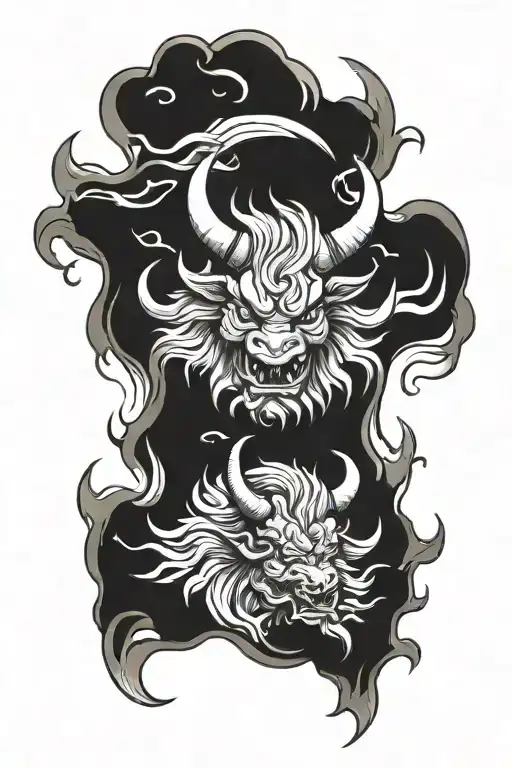 fire ox tattoo design idea