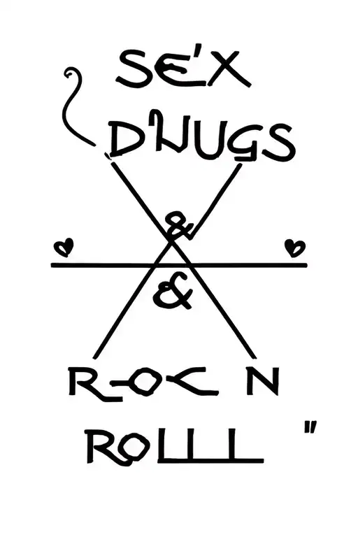 simple style "sex drugs & rock n roll" tattoo design idea