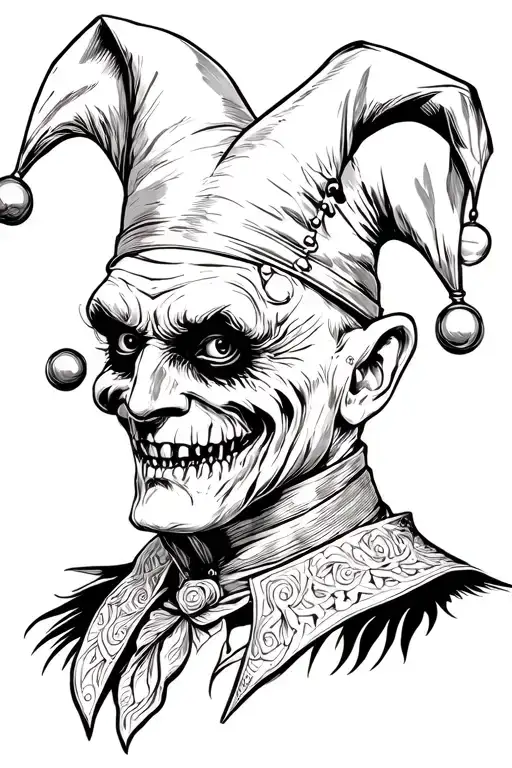 sinister court jester tattoo design idea