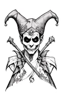 sinister court jester tattoo design idea