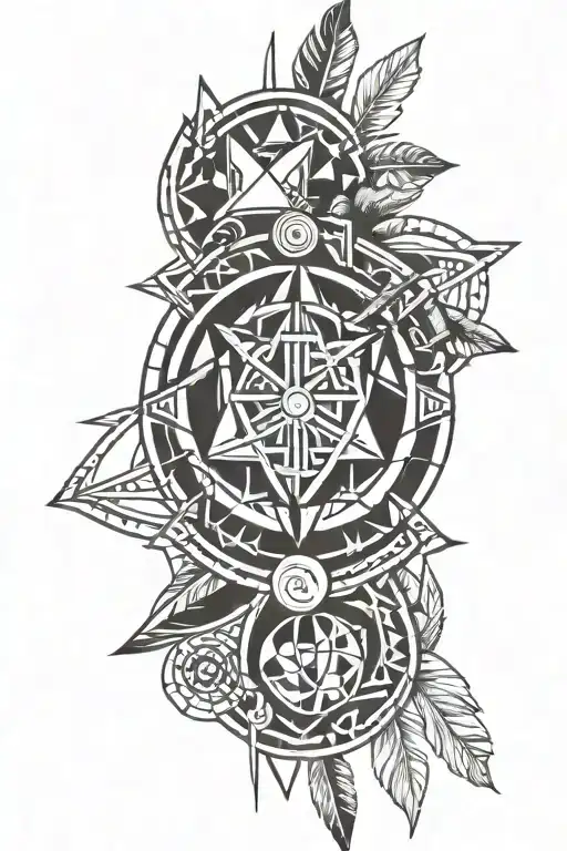 Native American Sigil linear tattoo design idea