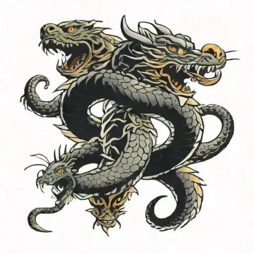 dragon, snake, tiger, rat back tattoo tattoo design idea