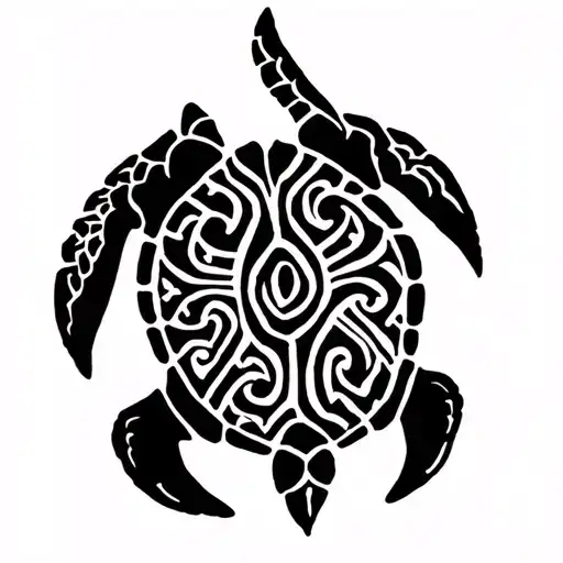 Polynesian turtle swimming gracefully tattoo design idea