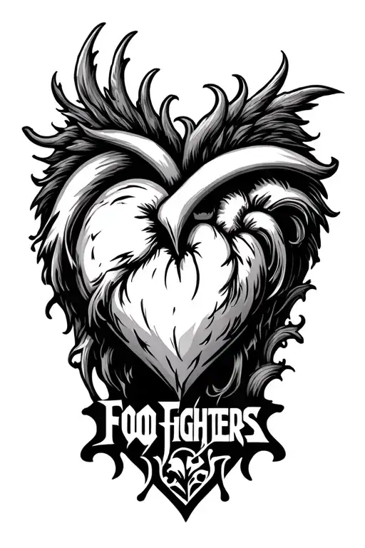 foo fighters logo incorrectly with album heart tattoo design idea