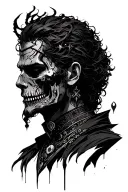 a gothic version of David's sandevistan from cyberpunk simple lines back tattoo tattoo design idea