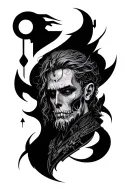 a gothic version of David's sandevistan from cyberpunk simple lines back tattoo tattoo design idea