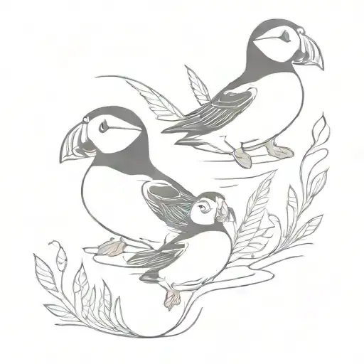 puffins tattoo design idea