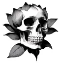 flowers skulls blooming lotus flower tattoo design idea