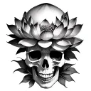 flowers skulls blooming lotus flower tattoo design idea