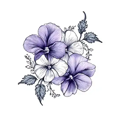 "20/2/22" violets and primrose tattoo design idea