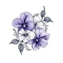"20/2/22" violets and primrose tattoo design idea