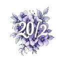 "20/2/22" violets and primrose tattoo design idea