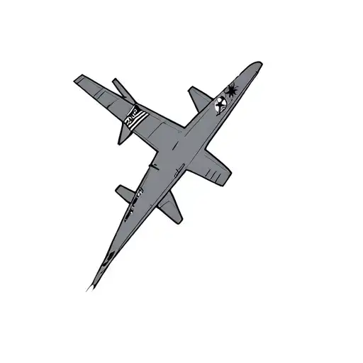 Military plane with flag tattoo design idea