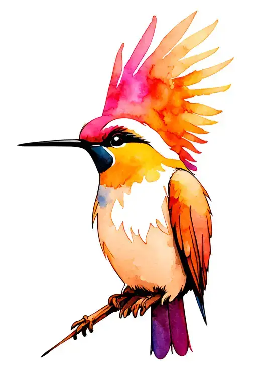 papa Smurf with beard humingbird on hand reaching tattoo design idea