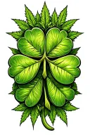 marijuana 4 leaf clover tattoo design idea