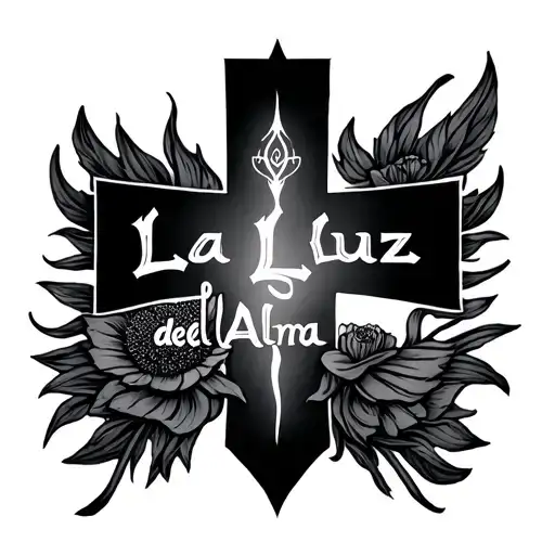 The words La Luz Del Alma tattoed in the shape of a cross tattoo design idea