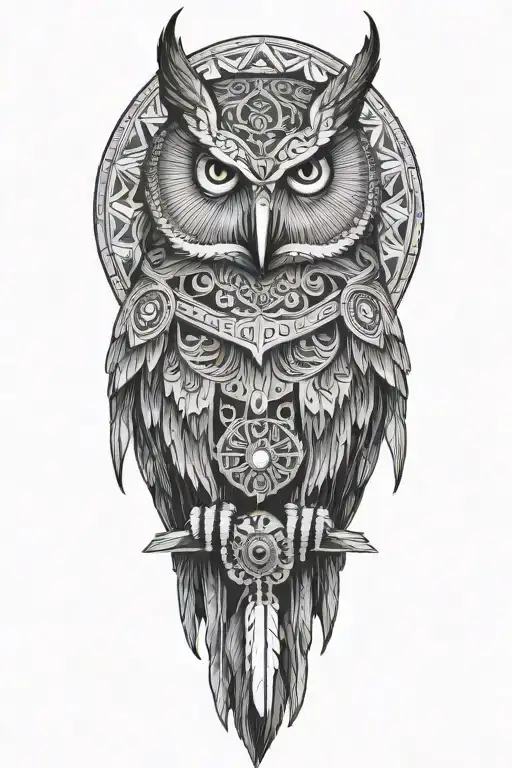 native american wizard owl tattoo design idea