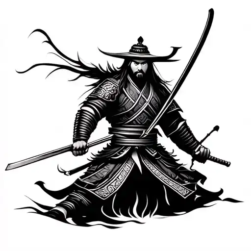 Ronin samurai warrior holding sword tattoo design idea