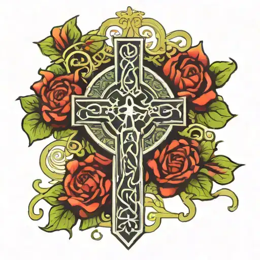 st Patrick and Celtic cross  tattoo design idea