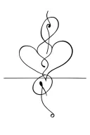 one-line continuous tattoo design featuring Love, Music, and Sport interconnected, a single unbroken heartbeat line form tattoo design idea