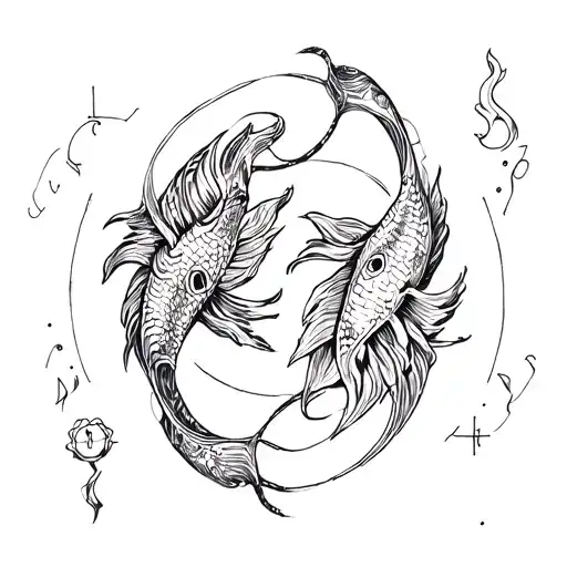 pisces, cancer and virgo zodiac sign intertwined tattoo design idea