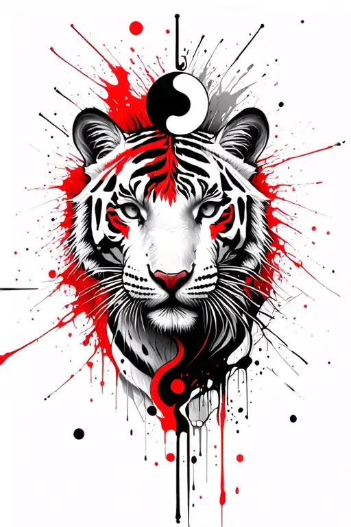 white tiger intertwined yin-yang tattoo design idea