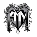 "F M" initial heart made tattoo design idea