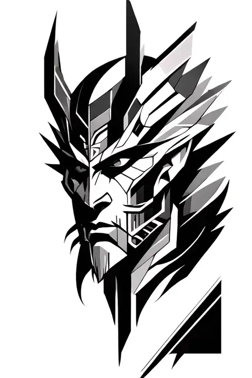 odins face tattoo design idea