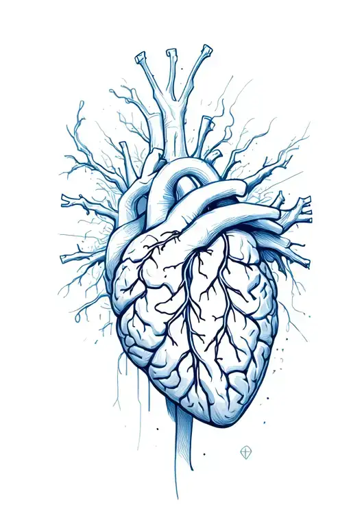 calm amidst chaos brain vs heart tattoo design idea